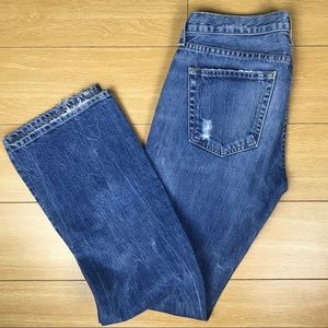 J Crew distressed bootcut denim jeans pants